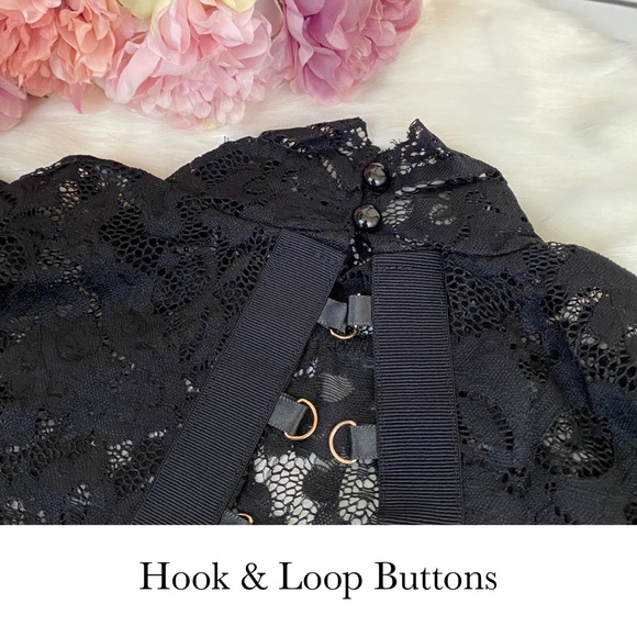 Sexy Black Lace High Neck Corset Back Bodysuit - Picture 13 of 16